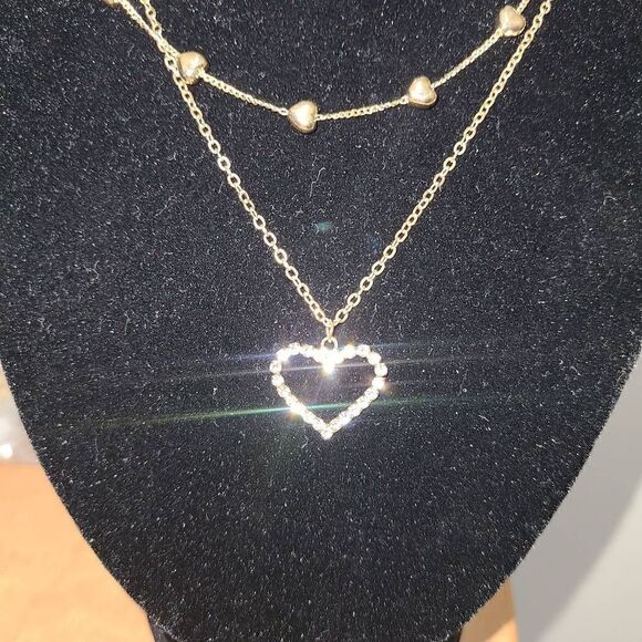 Gold hearts double layer necklace - Picture 3 of 7